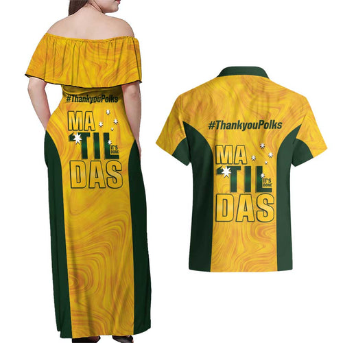 Polkinghorne Australia Matildas Couples Matching Off Shoulder Maxi Dress and Hawaiian Shirt 2024 Thank You Polks
