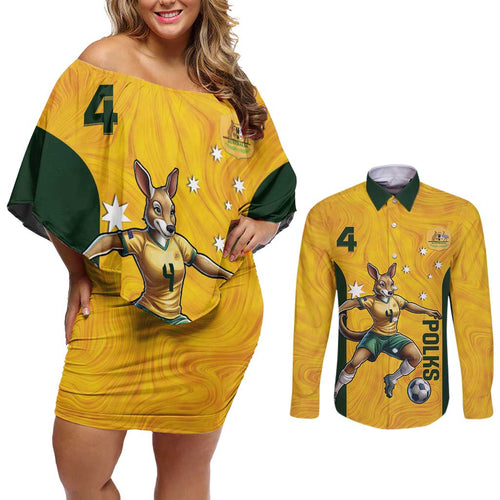 Polkinghorne Australia Matildas Couples Matching Off Shoulder Short Dress and Long Sleeve Button Shirt 2024 Thank You Polks