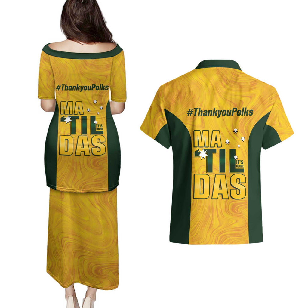 Polkinghorne Australia Matildas Couples Matching Puletasi and Hawaiian Shirt 2024 Thank You Polks