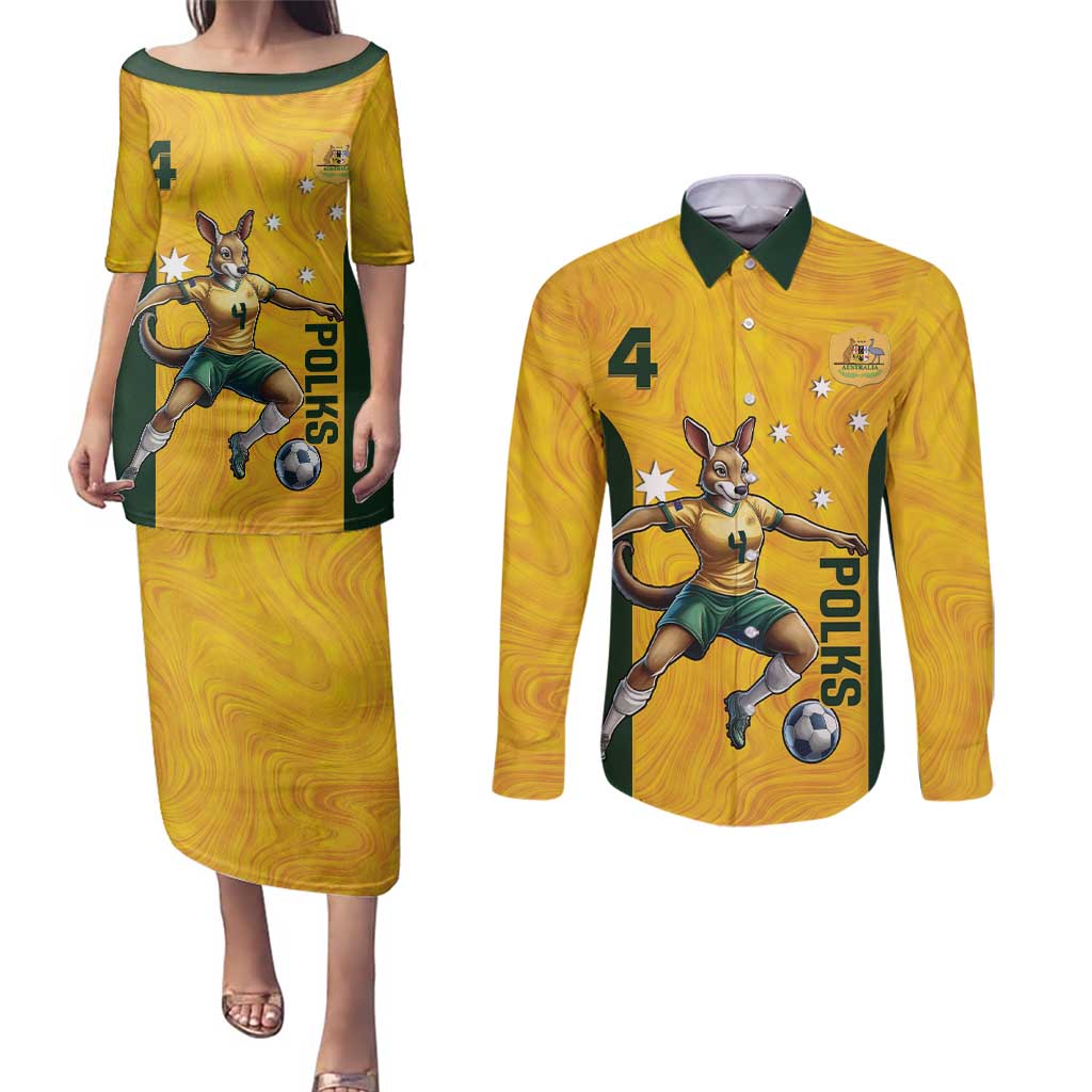 Polkinghorne Australia Matildas Couples Matching Puletasi and Long Sleeve Button Shirt 2024 Thank You Polks