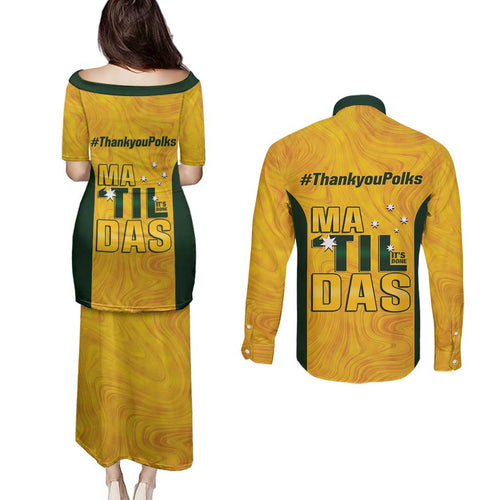 Polkinghorne Australia Matildas Couples Matching Puletasi and Long Sleeve Button Shirt 2024 Thank You Polks