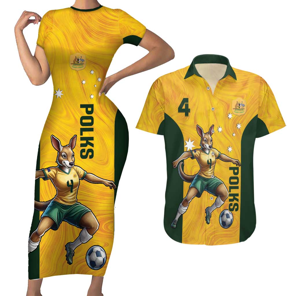 Polkinghorne Australia Matildas Couples Matching Short Sleeve Bodycon Dress and Hawaiian Shirt 2024 Thank You Polks