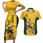 Polkinghorne Australia Matildas Couples Matching Short Sleeve Bodycon Dress and Hawaiian Shirt 2024 Thank You Polks