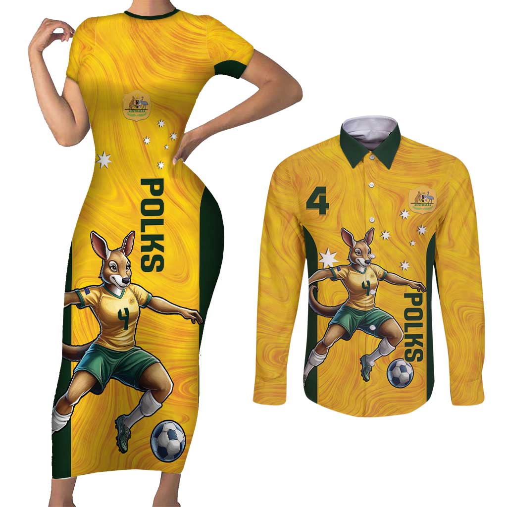 Polkinghorne Australia Matildas Couples Matching Short Sleeve Bodycon Dress and Long Sleeve Button Shirt 2024 Thank You Polks