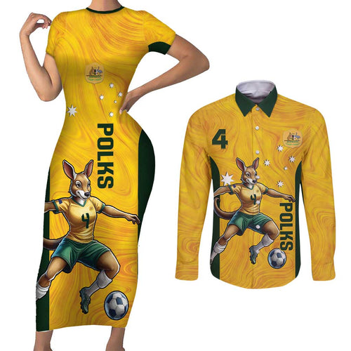 Polkinghorne Australia Matildas Couples Matching Short Sleeve Bodycon Dress and Long Sleeve Button Shirt 2024 Thank You Polks
