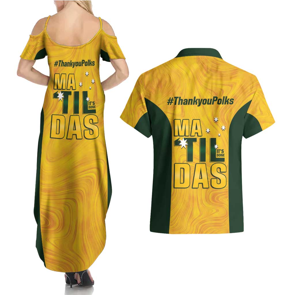 Polkinghorne Australia Matildas Couples Matching Summer Maxi Dress and Hawaiian Shirt 2024 Thank You Polks