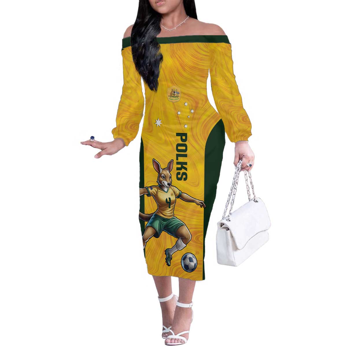 Polkinghorne Australia Matildas Family Matching Off The Shoulder Long Sleeve Dress and Hawaiian Shirt 2024 Thank You Polks