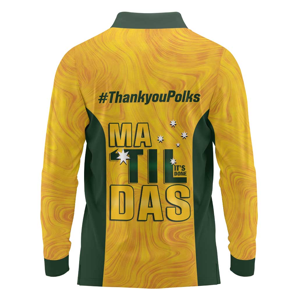 Polkinghorne Australia Matildas Long Sleeve Polo Shirt 2024 Thank You Polks