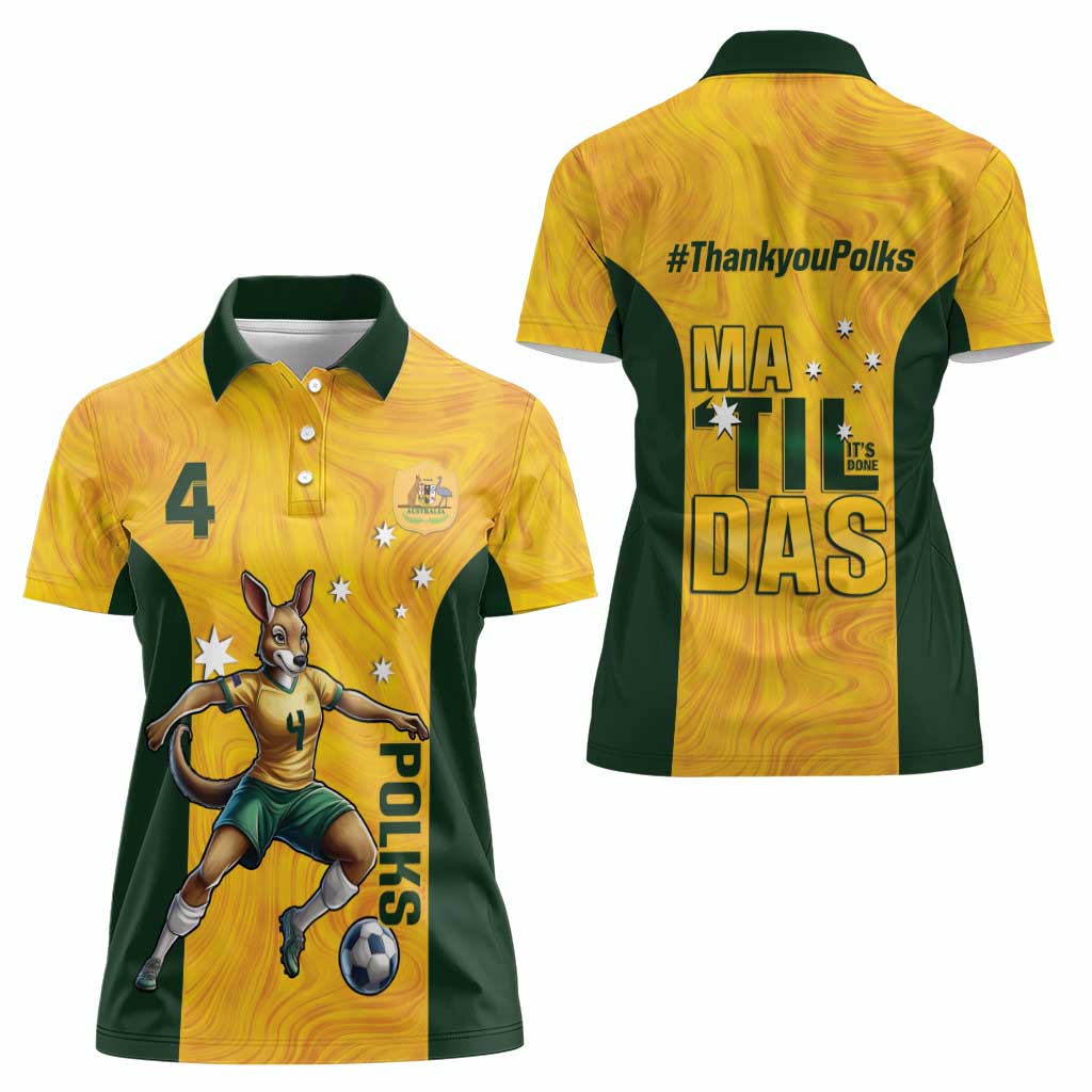 Polkinghorne Australia Matildas Women Polo Shirt 2024 Thank You Polks
