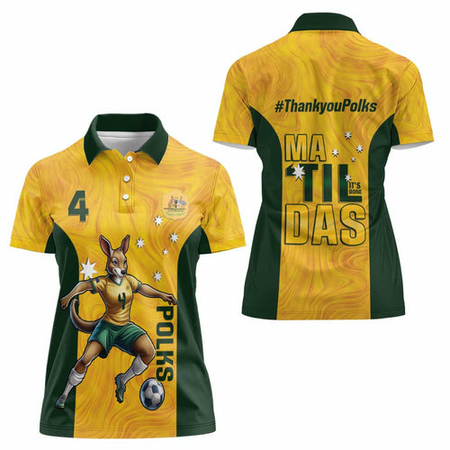 Polkinghorne Australia Matildas Women Polo Shirt 2024 Thank You Polks