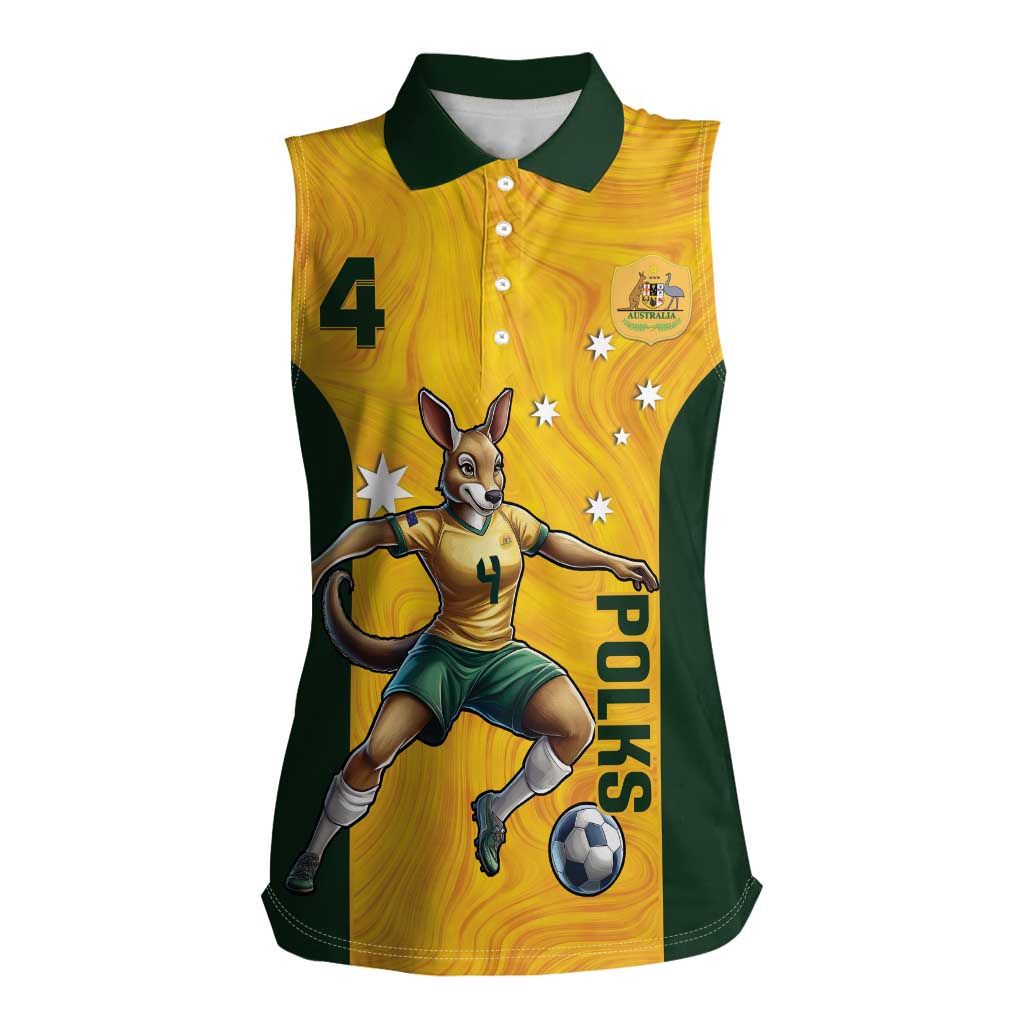 Polkinghorne Australia Matildas Women Sleeveless Polo Shirt 2024 Thank You Polks