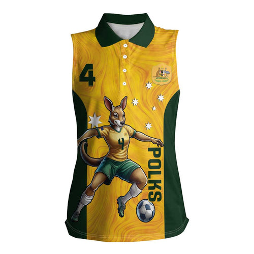 Polkinghorne Australia Matildas Women Sleeveless Polo Shirt 2024 Thank You Polks
