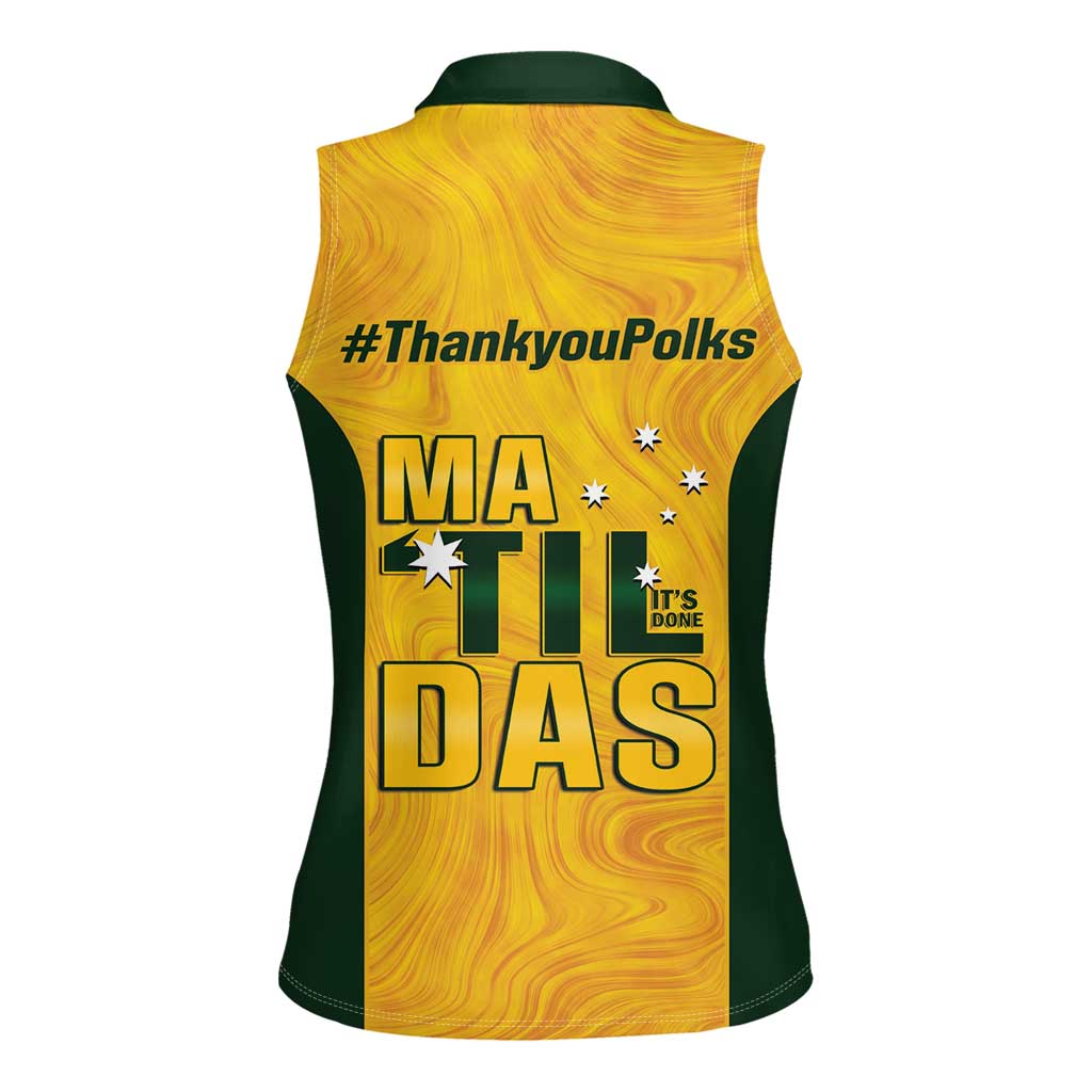 Polkinghorne Australia Matildas Women Sleeveless Polo Shirt 2024 Thank You Polks