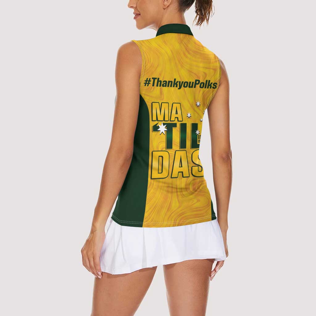 Polkinghorne Australia Matildas Women Sleeveless Polo Shirt 2024 Thank You Polks