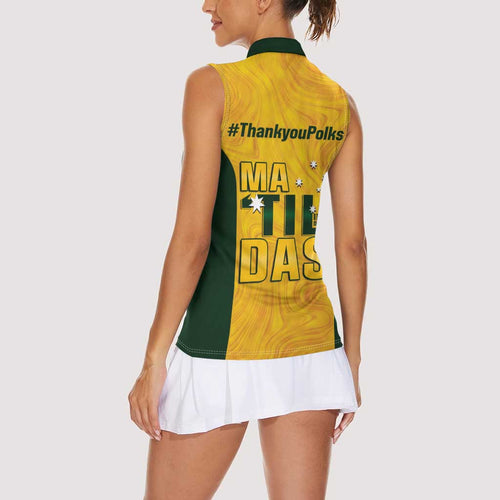 Polkinghorne Australia Matildas Women Sleeveless Polo Shirt 2024 Thank You Polks