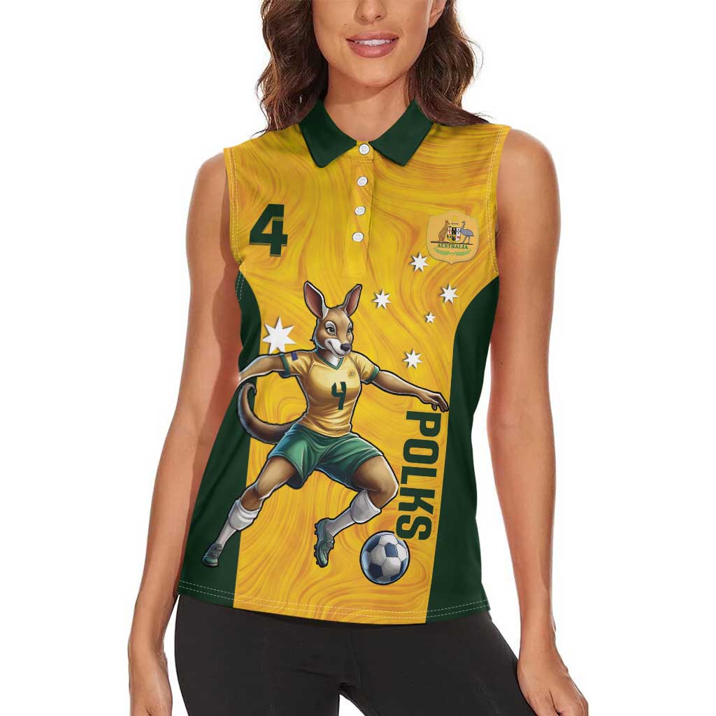 Polkinghorne Australia Matildas Women Sleeveless Polo Shirt 2024 Thank You Polks
