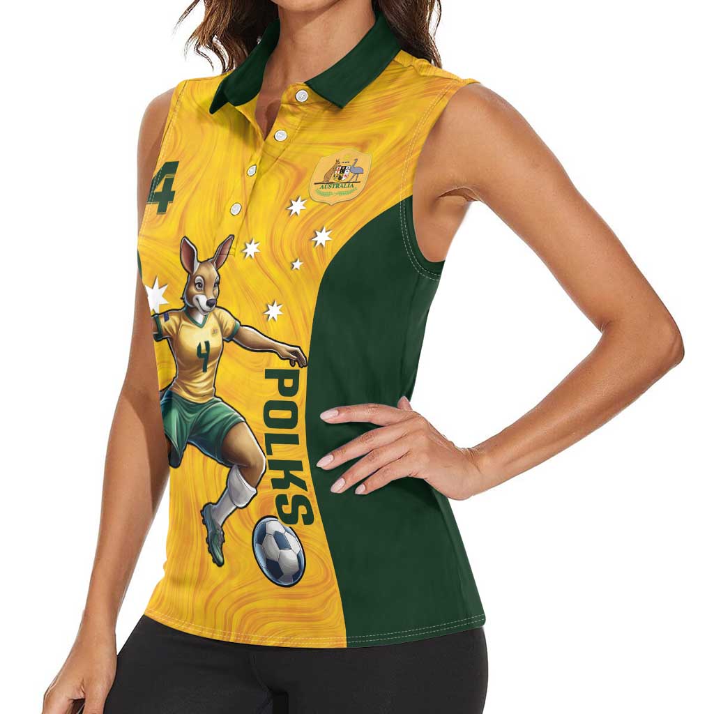 Polkinghorne Australia Matildas Women Sleeveless Polo Shirt 2024 Thank You Polks