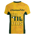 Polkinghorne Australia Matildas Women V-Neck T-Shirt 2024 Thank You Polks