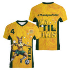 Polkinghorne Australia Matildas Women V-Neck T-Shirt 2024 Thank You Polks