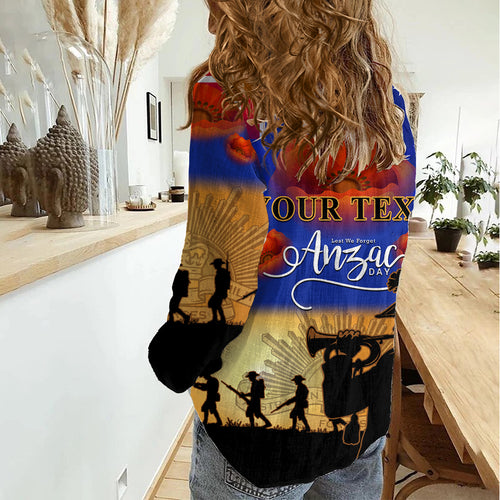 (Custom Personalised) Aussie ANZAC Women Casual Shirt Australian Army Poppy Mix Flag LT14