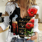 Australian ANZAC Women Casual Shirt Poppy We Will Remember Them LT14