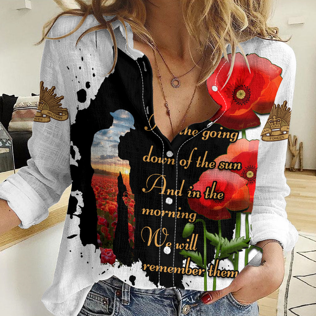 Australian ANZAC Women Casual Shirt Poppy We Will Remember Them LT14