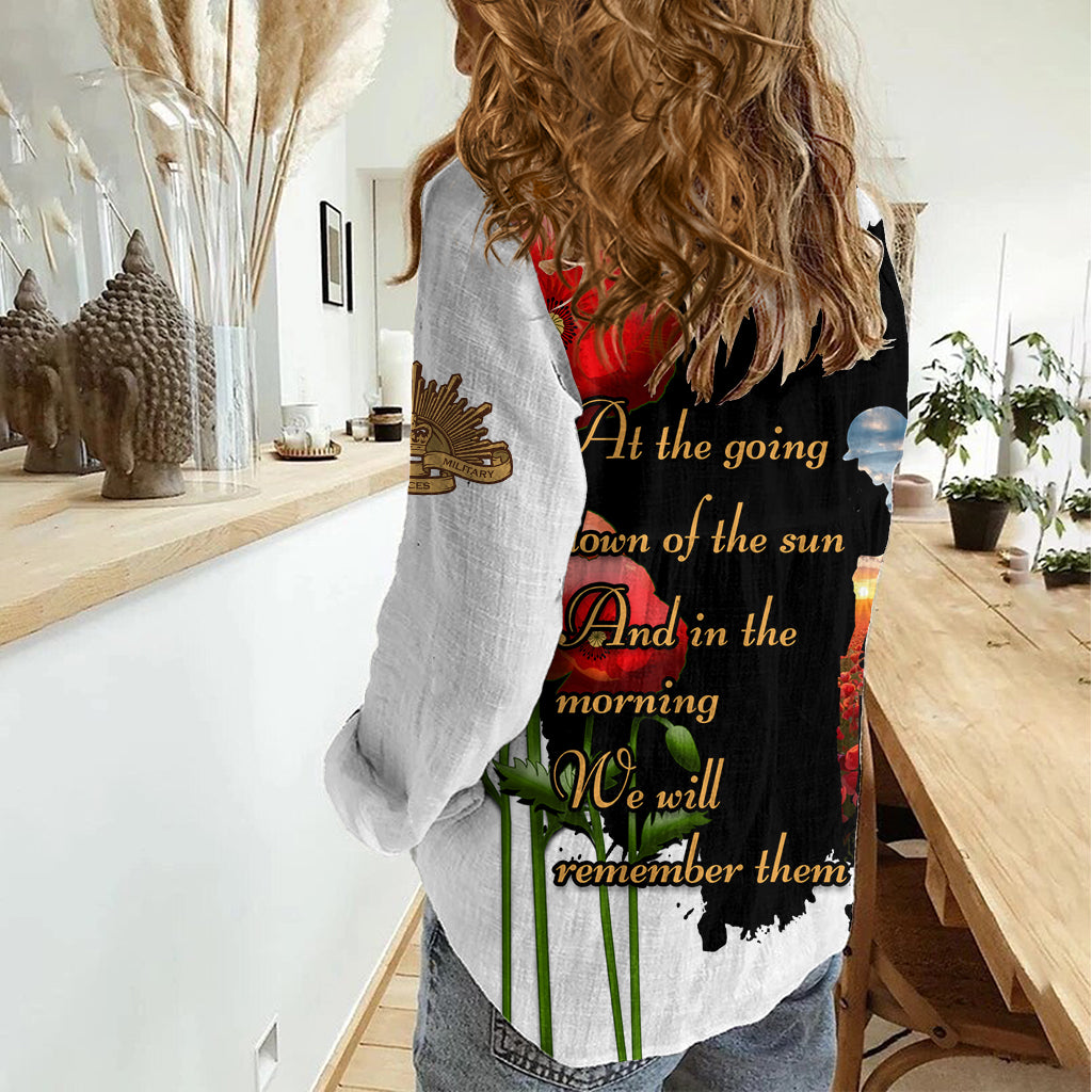 Australian ANZAC Women Casual Shirt Poppy We Will Remember Them LT14