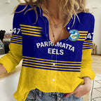 Personalised Eels Rugby Women Casual Shirt Parramatta 1947 Dynamic Blue LT14