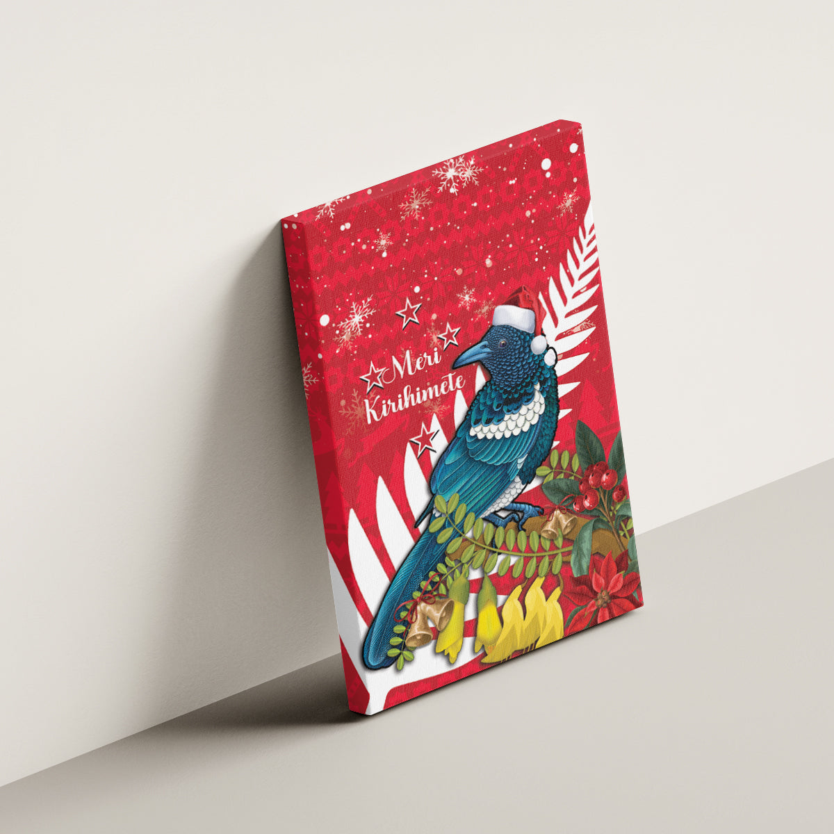 New Zealand Christmas In July Canvas Wall Art Tui Bird With Kowhai Meri Kirihimete