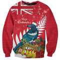New Zealand Christmas In July Sweatshirt Tui Bird With Kowhai Meri Kirihimete