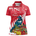 New Zealand Christmas In July Women Polo Shirt Tui Bird With Kowhai Meri Kirihimete