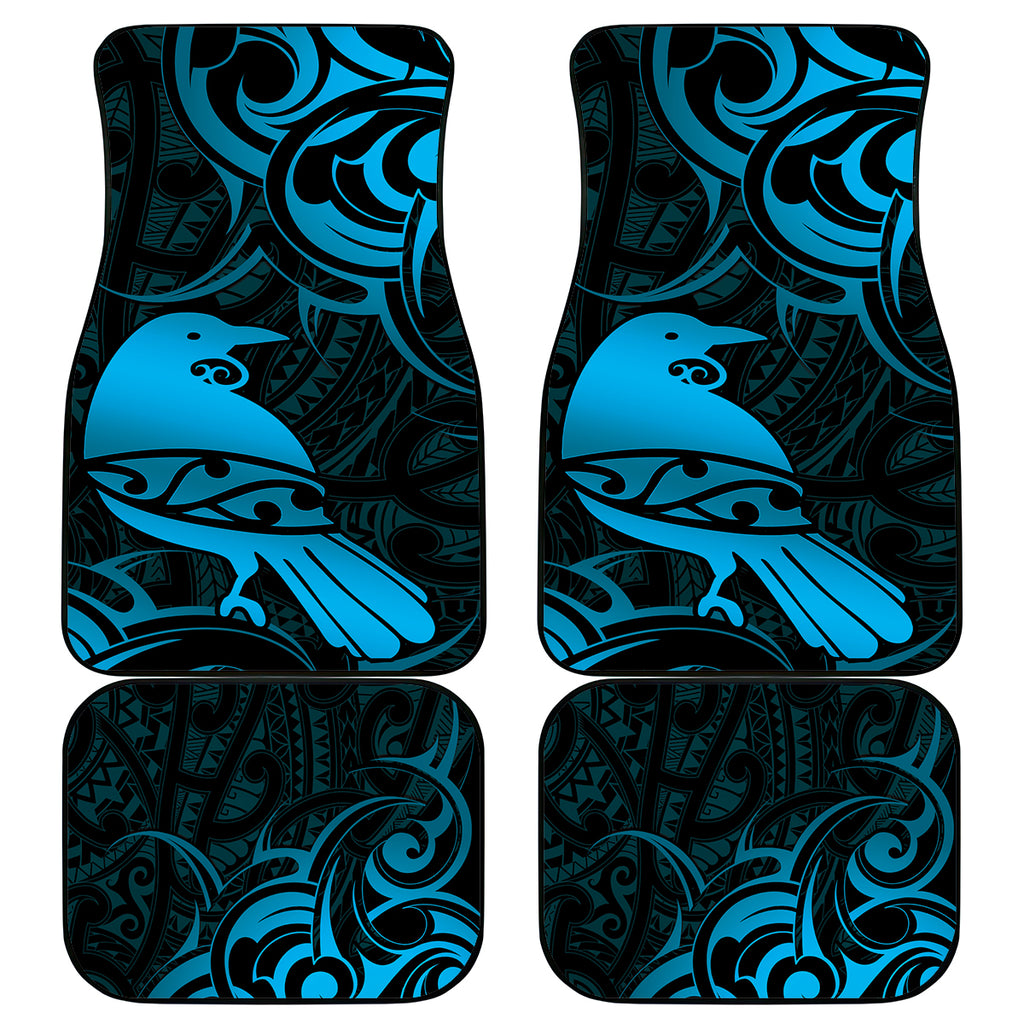 New Zealand Tui Bird Car Mats Aotearoa Maori Pattern - Blue