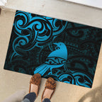 New Zealand Tui Bird Rubber Doormat Aotearoa Maori Pattern - Blue