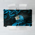New Zealand Tui Bird Tablecloth Aotearoa Maori Pattern - Blue