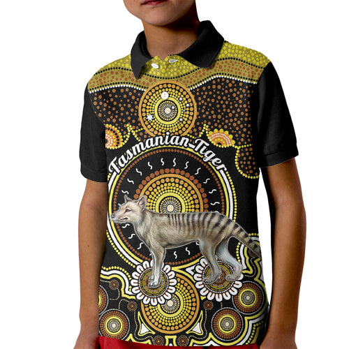 personalised-australian-astrology-kid-polo-shirt-aboriginal-tasmanian-tiger-zodiac-sign