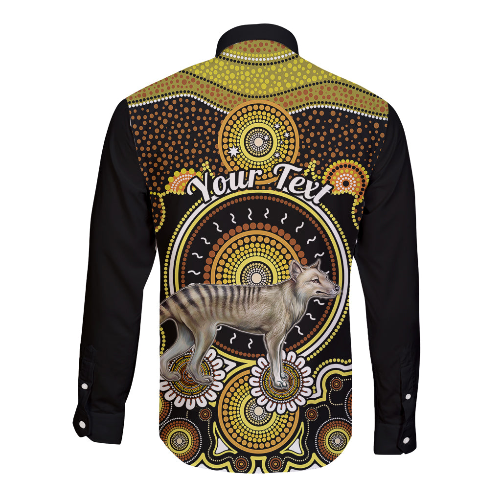 personalised-australian-astrology-long-sleeve-button-shirt-aboriginal-tasmanian-tiger-zodiac-sign