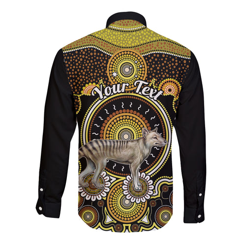personalised-australian-astrology-long-sleeve-button-shirt-aboriginal-tasmanian-tiger-zodiac-sign