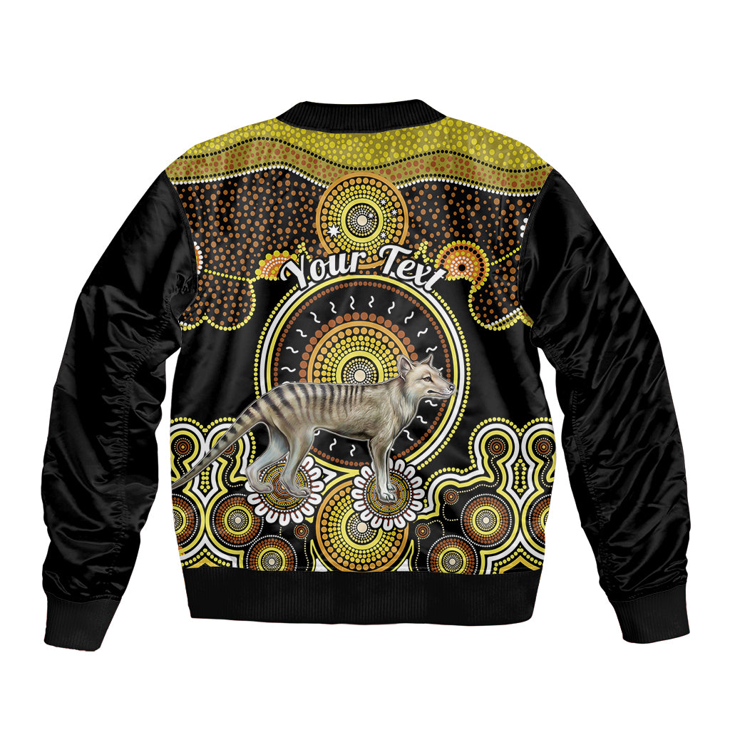 personalised-australian-astrology-sleeve-zip-bomber-jacket-aboriginal-tasmanian-tiger-zodiac-sign