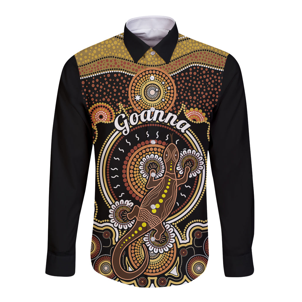 personalised-australian-astrology-long-sleeve-button-shirt-aboriginal-goanna-zodiac-sign