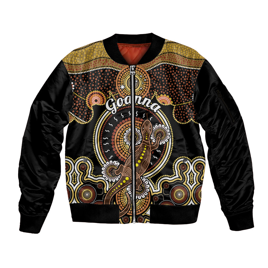 personalised-australian-astrology-sleeve-zip-bomber-jacket-aboriginal-goanna-zodiac-sign