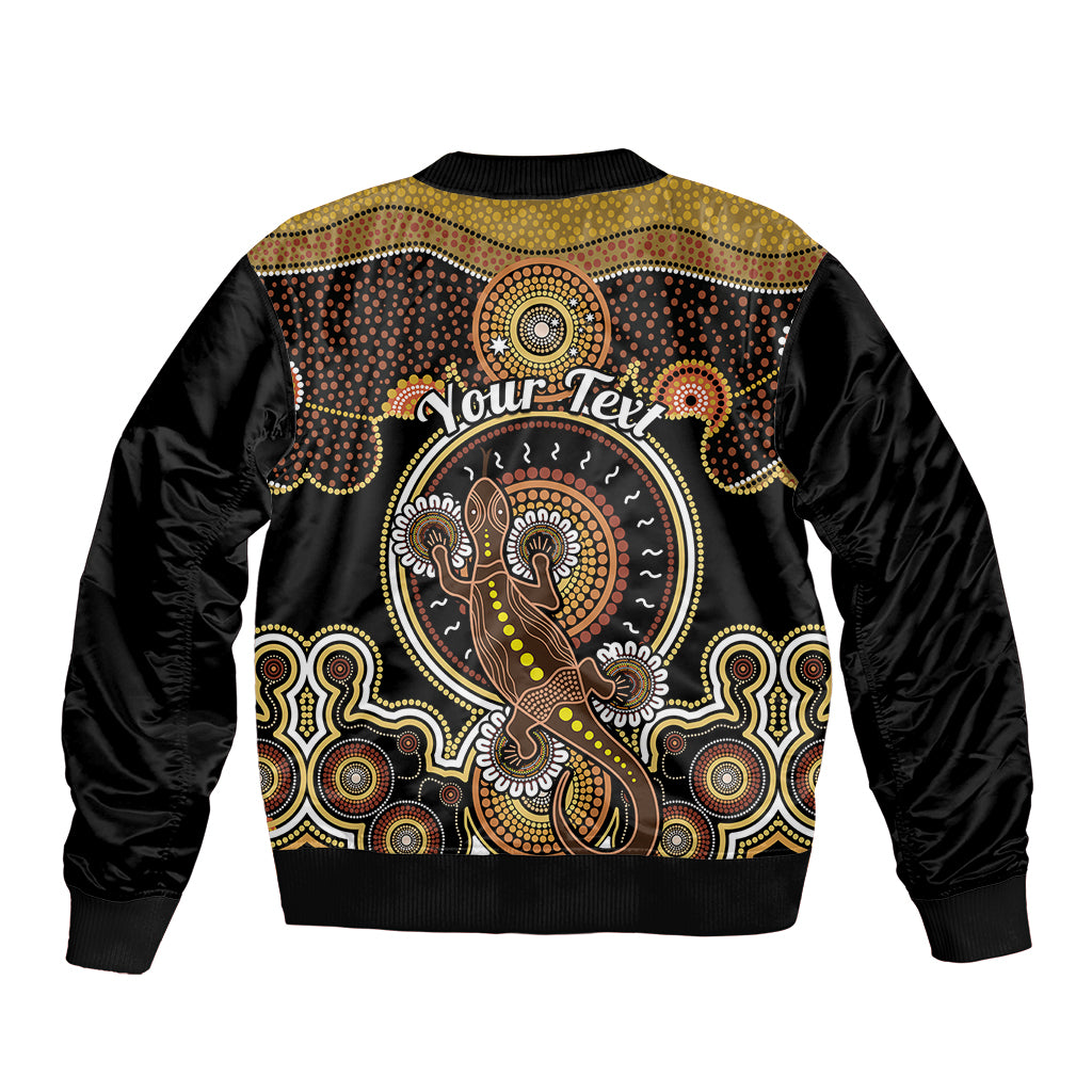 personalised-australian-astrology-sleeve-zip-bomber-jacket-aboriginal-goanna-zodiac-sign