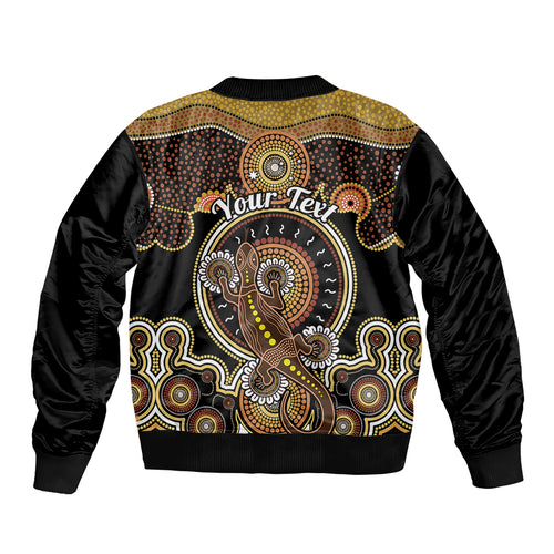 personalised-australian-astrology-sleeve-zip-bomber-jacket-aboriginal-goanna-zodiac-sign