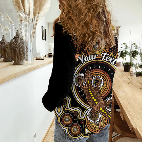 Personalised Australian Astrology Women Casual Shirt Aboriginal Goanna Zodiac Sign LT14