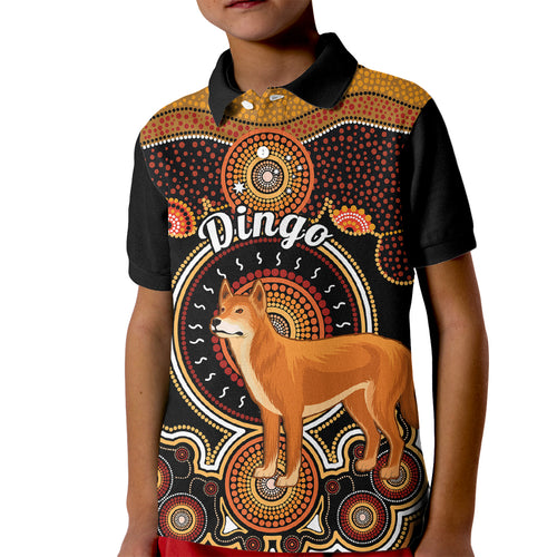 personalised-australian-astrology-kid-polo-shirt-aboriginal-dingo-zodiac-sign