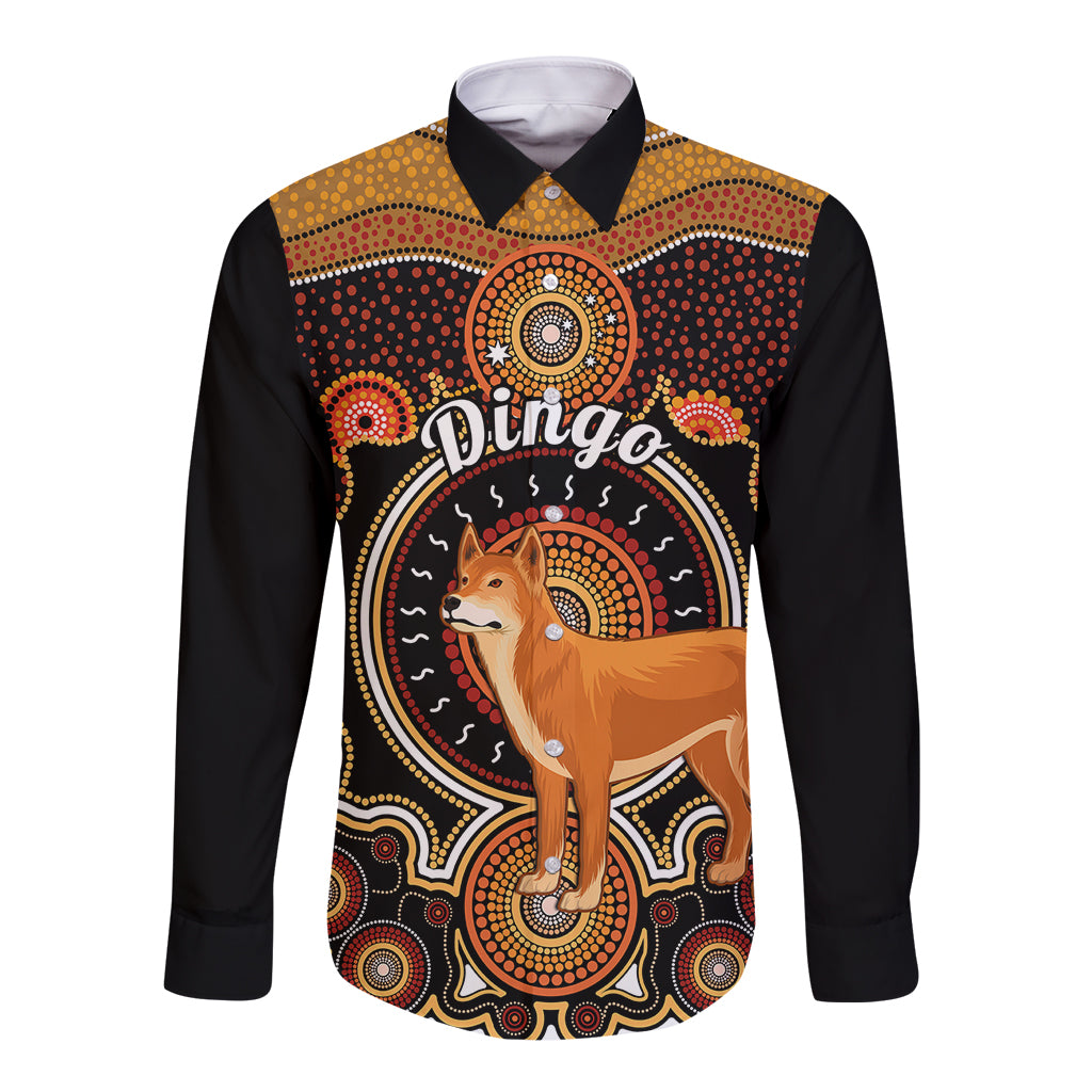personalised-australian-astrology-long-sleeve-button-shirt-aboriginal-dingo-zodiac-sign