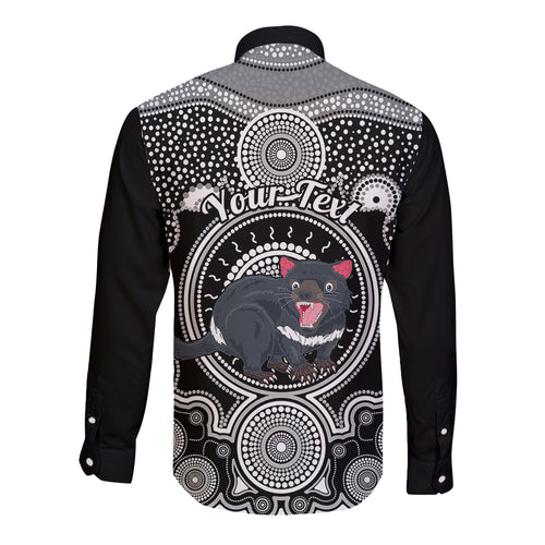personalised-australian-astrology-long-sleeve-button-shirt-aboriginal-tasmania-devil-zodiac-sign