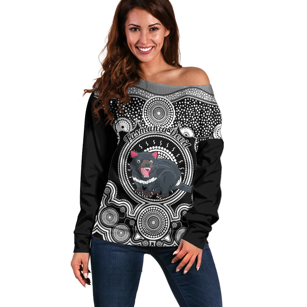 personalised-australian-astrology-off-shoulder-sweater-aboriginal-tasmania-devil-zodiac-sign