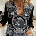 Personalised Australian Astrology Women Casual Shirt Aboriginal Tasmania Devil Zodiac Sign LT14