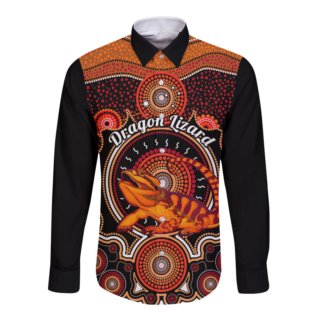 personalised-australian-astrology-long-sleeve-button-shirt-aboriginal-dragon-lizard-zodiac-sign
