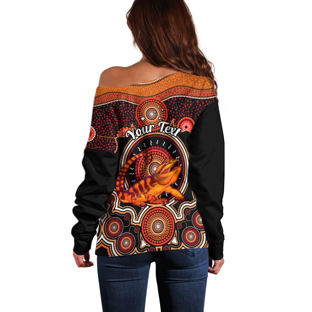personalised-australian-astrology-off-shoulder-sweater-aboriginal-dragon-lizard-zodiac-sign